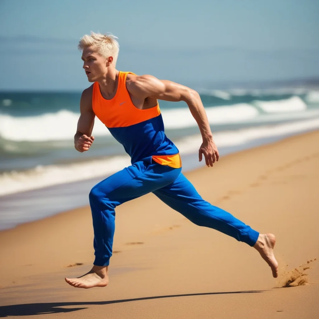 Correr en la arena Barefoot